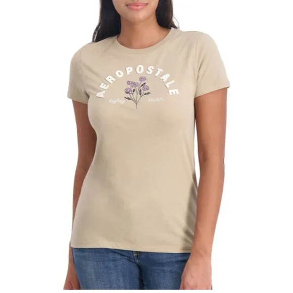 Aéropostale Women's Tan Graphic Tee-Size Large-NWT - Picture 1 of 2
